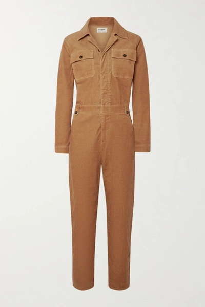 Frame Caitlin Cotton-blend Corduroy Jumpsuit In Light Brown