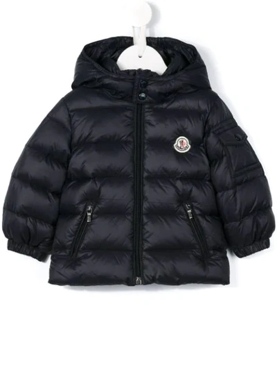 Moncler Babies' Logo Patch Padded Coat In Navy