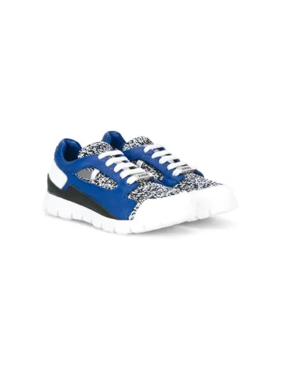 Am66 Kids' Knitted Lace-up Trainers In Blue