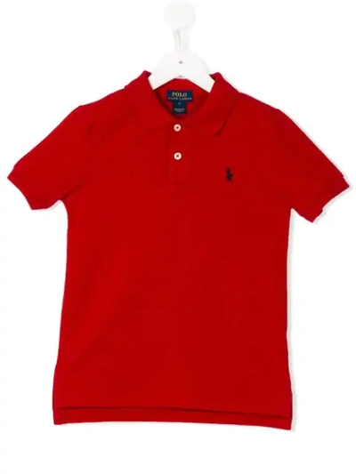 Ralph Lauren Kids' Logo刺绣棉质珠地网眼布polo衫 In Red