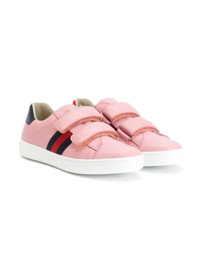 Gucci Kids' Web贴花板鞋 In Pink