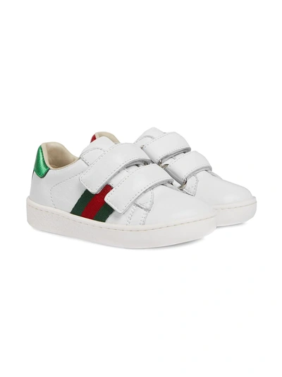 Gucci Teen Web-detail Touch-strap Sneakers In White