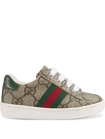 Gucci Kids' Gg Supreme Low-top Trainers In Neutrals