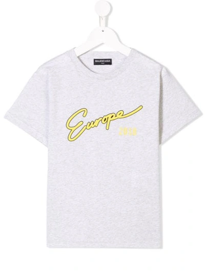 Balenciaga Kids' Europe Print T-shirt In Grey