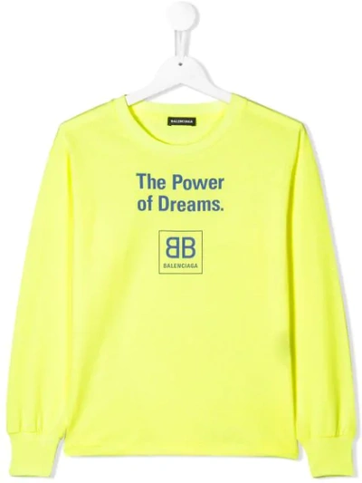 Balenciaga Kids' The Power Of Dreams全棉t恤 In Yellow