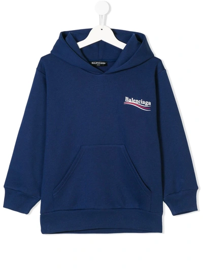 Balenciaga Purple Sweatshirt For Kids With Logo In Navy