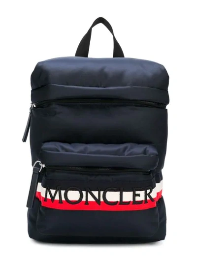 Moncler Kids' Padded Logo Backpack In Blue