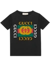 Gucci Kids' Black T-shirt With Multicolor Frontal Press In Black Green Red