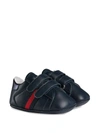 GUCCI BABY LEATHER SNEAKER WITH WEB