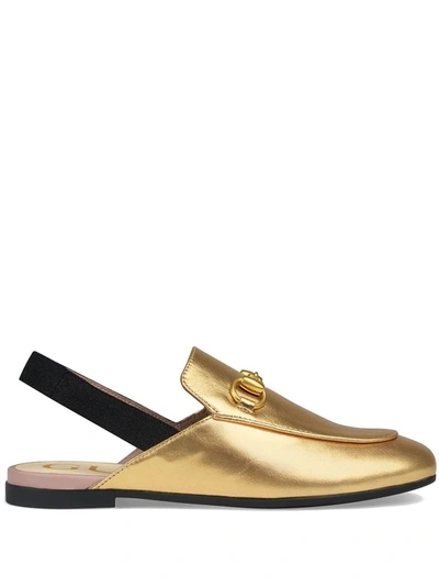 Gucci Kids' Children's Princetown Leather Slipper In Gold