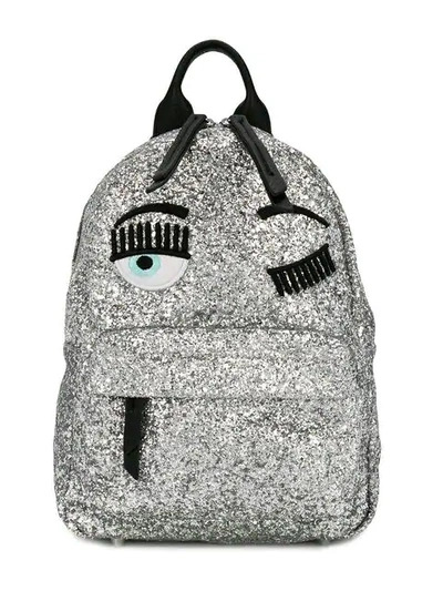 Chiara Ferragni Kids' Wink Glitter Backpack In Metallic