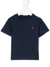 Ralph Lauren Blue T-shirt For Baby Kids With Iconic Pony Logo In Navy