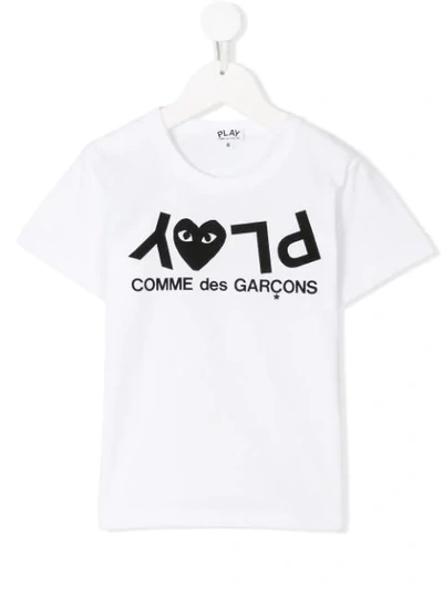 Comme Des Garçons Babies' Logo Print T-shirt In White