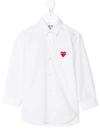 Comme Des Garçons Heart Applique Dress Shirt In White