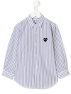 Comme Des Garçons Heart Pinstripe Shirt In White