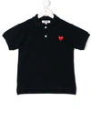 Comme Des Garçons Boys Black Kids Cotton Heart Motif Polo Shirt 2-6 Years 6 Years In Blue