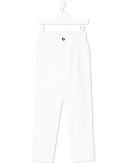 Anne Kurris Kids' Elasticated Waist Chino Trousers In White