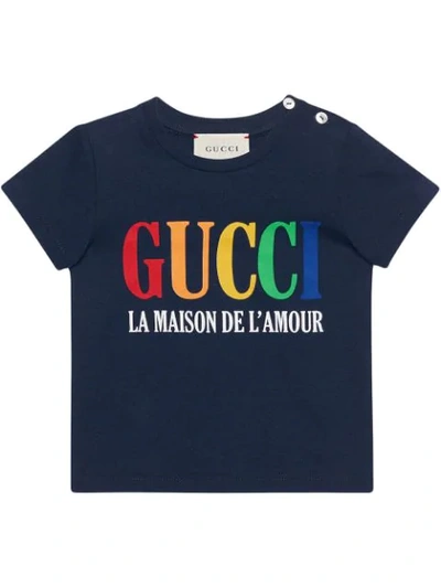 Gucci Baby T-shirt With  Print In Blue