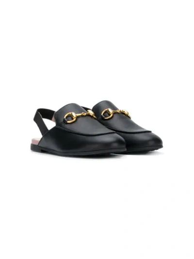 Gucci Kids' Horesbit-detail Slingback Loafers In Black