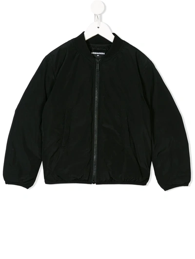 Dsquared2 Teen Logo-print Bomber Jacket In Black