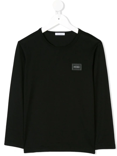 Dolce & Gabbana Kids' Logo Tag Cotton Jersey T-shirt In Black