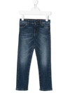 Dolce & Gabbana Stretch Slim-fit Jeans With Embroidered Dg Logo In Blue