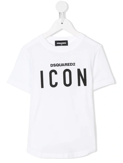 Dsquared2 Teen Logo-print Cotton T-shirt In White