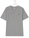 Ralph Lauren Teen Embroidered Logo T-shirt In Grey