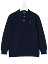 Ralph Lauren Kids' Embroidered Logo Long-sleeved Polo Shirt In Blue