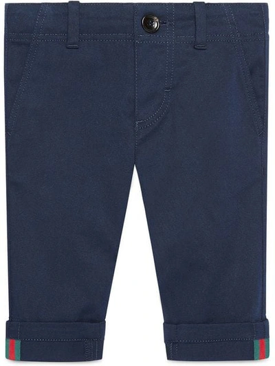 Gucci Babies' Gabardine Trousers In Blue