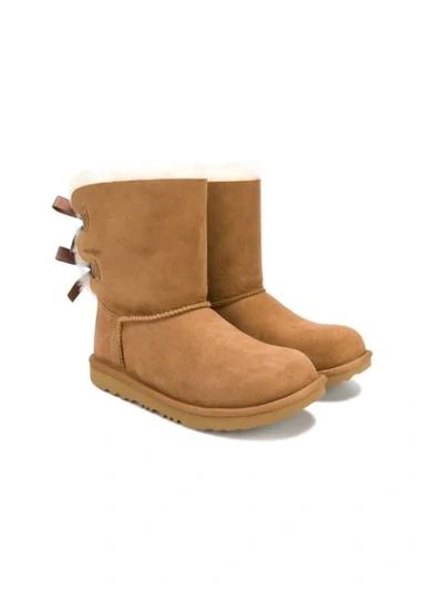 Ugg Kids' Shearling Bow-detail Boots In Brown