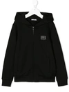 DOLCE & GABBANA LOGO-TAG ZIP-UP HOODIE