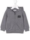 Dolce & Gabbana Logo Zip-up Cotton Sweatshirt Hoodie In Grey
