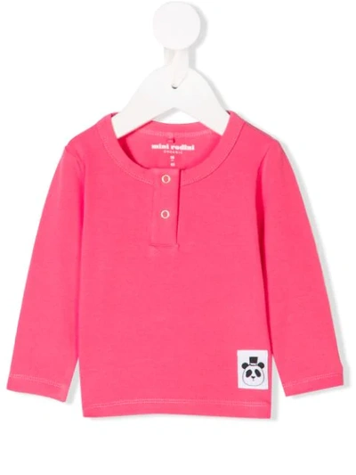 Mini Rodini Babies' Snap-button Long Sleeve Top In Pink
