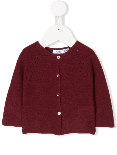Knot Babies' Long-sleeve Fitted Cardigan In Red