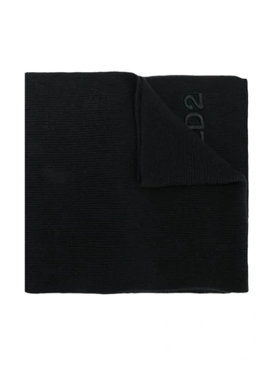 Dsquared2 Kids' Logo Knitted Scarf In Black