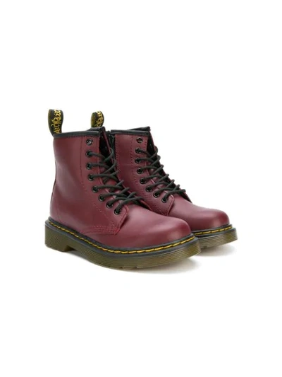 Dr. Martens' Kids' 1460 Softy T Lace-up Leather Boots In Red