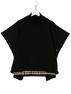 BURBERRY TEEN CHECKED TRIM PONCHO