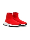 Balenciaga Kids' Speed Knit Slip-on Sneakers In Red