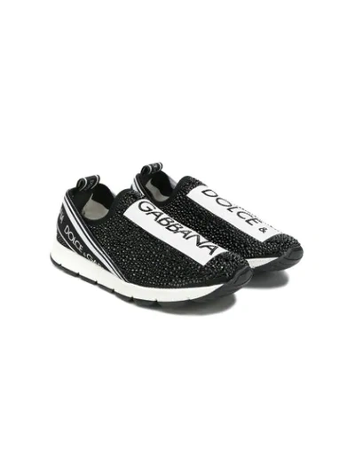 Dolce & Gabbana Kids' Sorrento Logo Slip-on Sneakers In Black