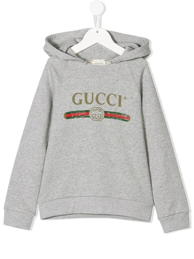 Gucci Kids' 经典logo连帽衫 In Grey