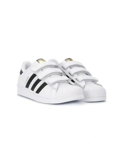Adidas Originals Boys White/blk Kids Superstar Leather Trainers 5-9 Years 12 In White