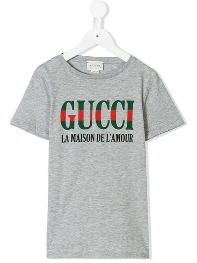 Gucci Kids' Guccy印花t恤 In Grey