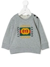 Gucci Grey Logo-print Cotton Sweatshirt 3-36 Months 9-12 Months In Grey
