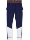 Fendi Blue And White Fabric Leggings In Blue