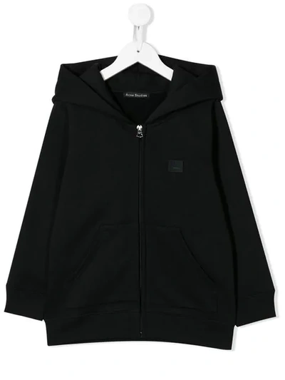 Acne Studios Kids' Mini Ferris Zip Face Hoodie In Black