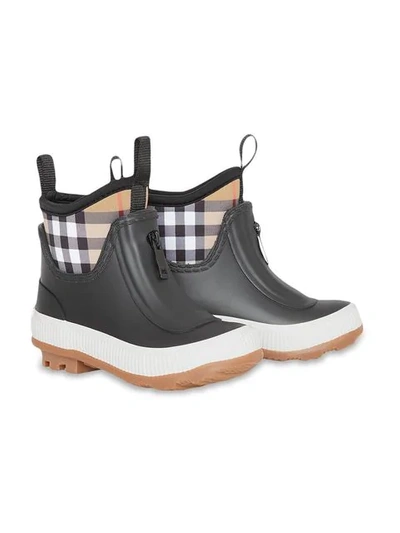 Burberry Kids' Vintage Check Neoprene And Rubber Rain Boots In Black