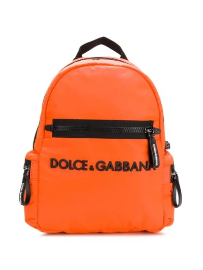 Dolce & Gabbana Kids' Logo Backpack In Orange