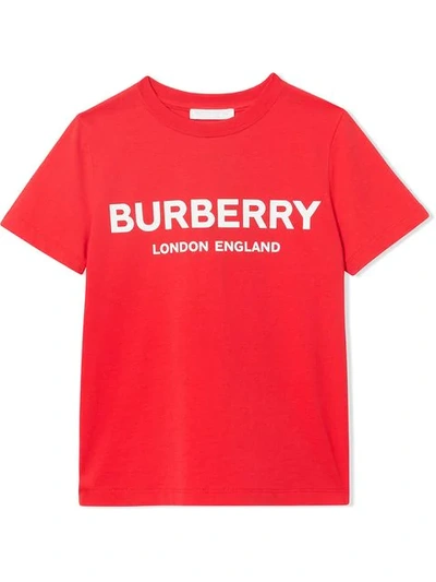 Burberry Teen Logo 印花t恤 In Red