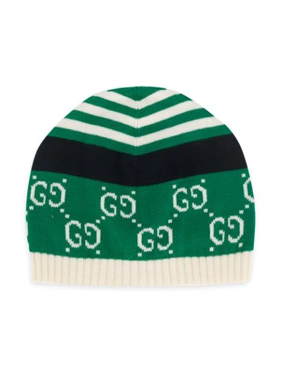 Gucci Babies' Ghost套头帽 In Green